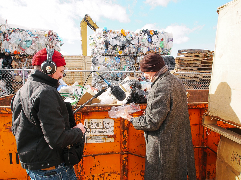 Recording in a recycling facility in Whitefish, Montana.